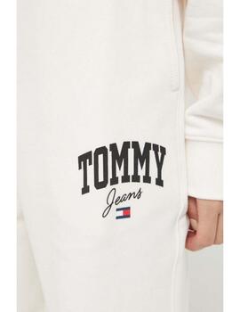 Jogger Tommy Jeans New Varsity beige para mujer