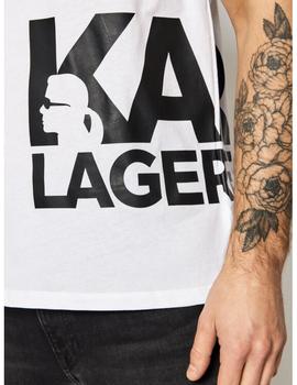 Camiseta Karl Lagerfeld con logo grande blanca para hombre