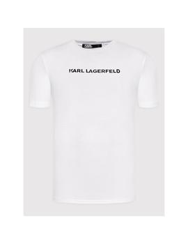 Camiseta Karl Lagerfeld blanca con logo engomado para hombre
