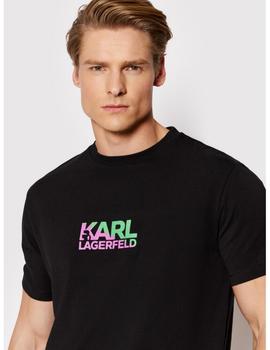 Camiseta Karl Lagerfeld negra con logo engomado para hombre