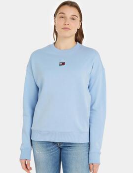 Sudadera sin Capucha Mujer Tommy Hilfiger Crop V Neck Azul oscuro