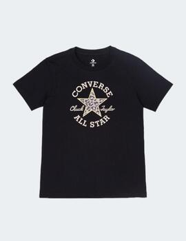 Camiseta Converse Negra estampado Leopardo chica