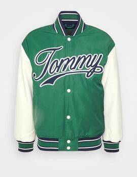 Chaqueta Tommy Jeans Letterman verde para hombre