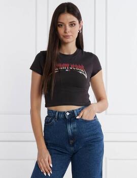 Camiseta Tommy Jeans Rock negra para mujer