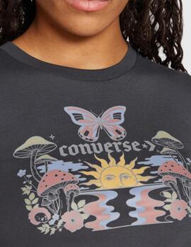 Camiseta Converse negra para mujer con estampado