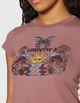 Camiseta Converse malva para mujer con estampado