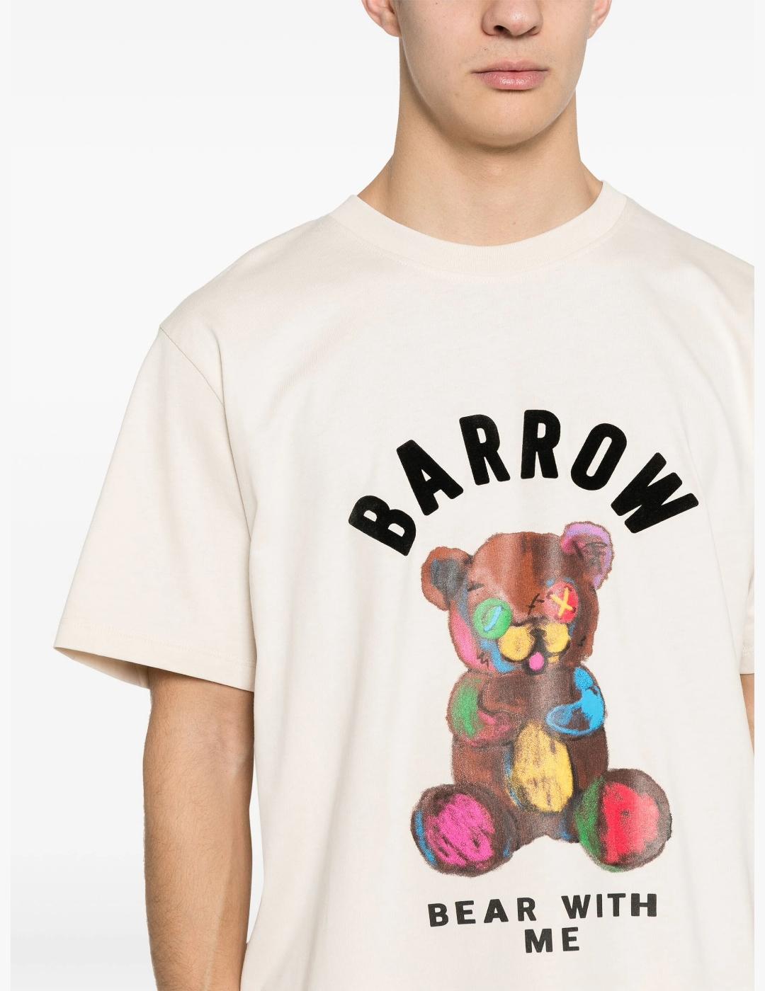 Camiseta beige Barrow Teddy estampado unisex