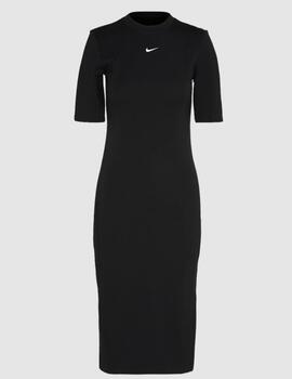 Vestido Nike ajustado manga corta negro mujer