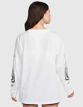 Camiseta Nike manga larga blanca estampada mujer