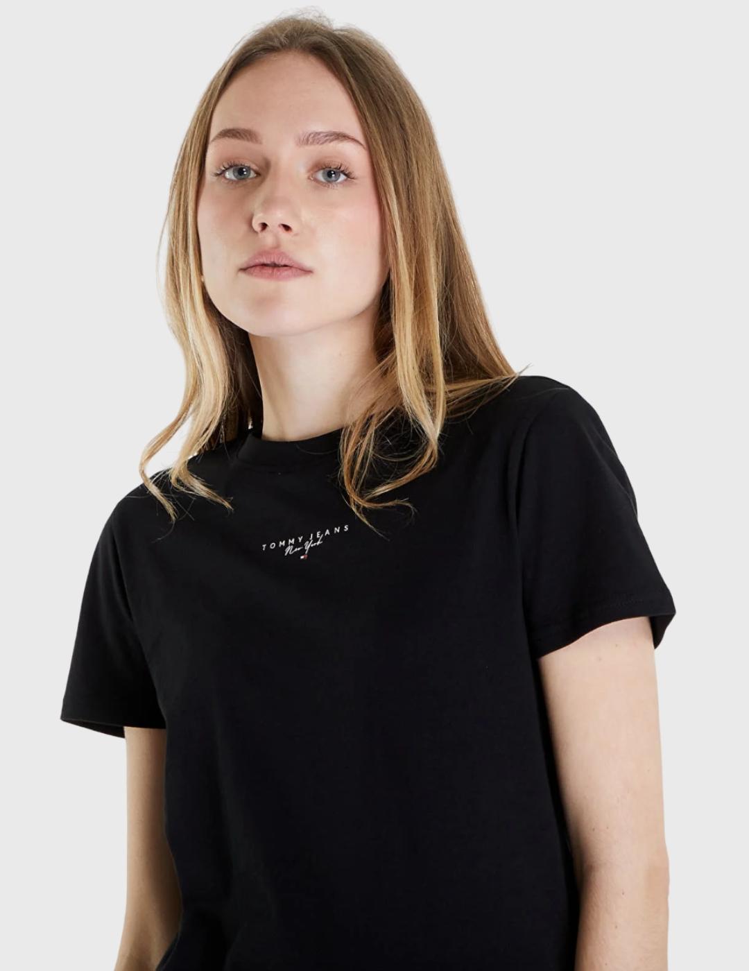 Camiseta Tommy Jeans Essential logo Negra Mujer