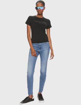 Camiseta Tommy Jeans Slim Tonal para Mujer Negra