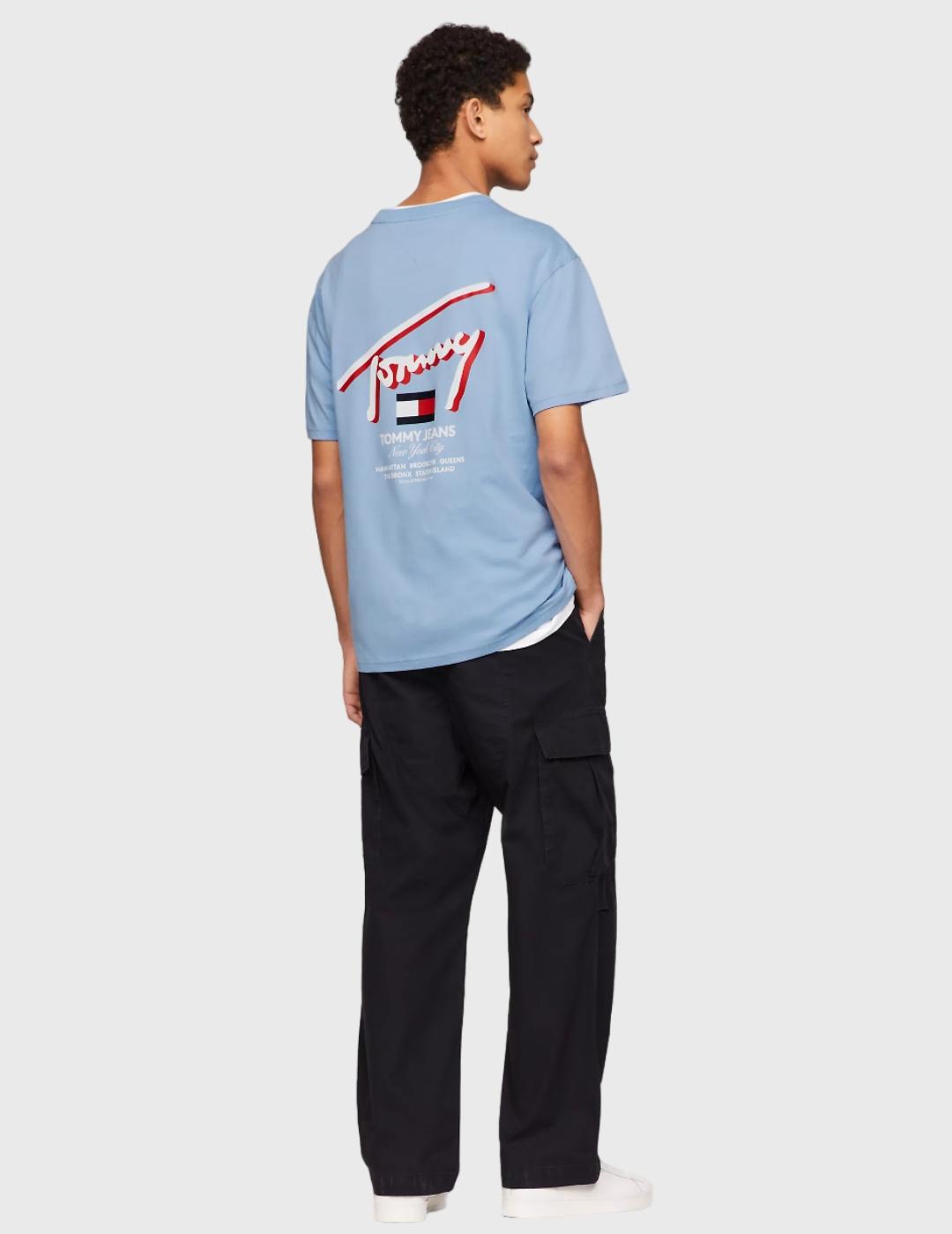 Camiseta Tommy Jeans con logo trasero Azul Hombre