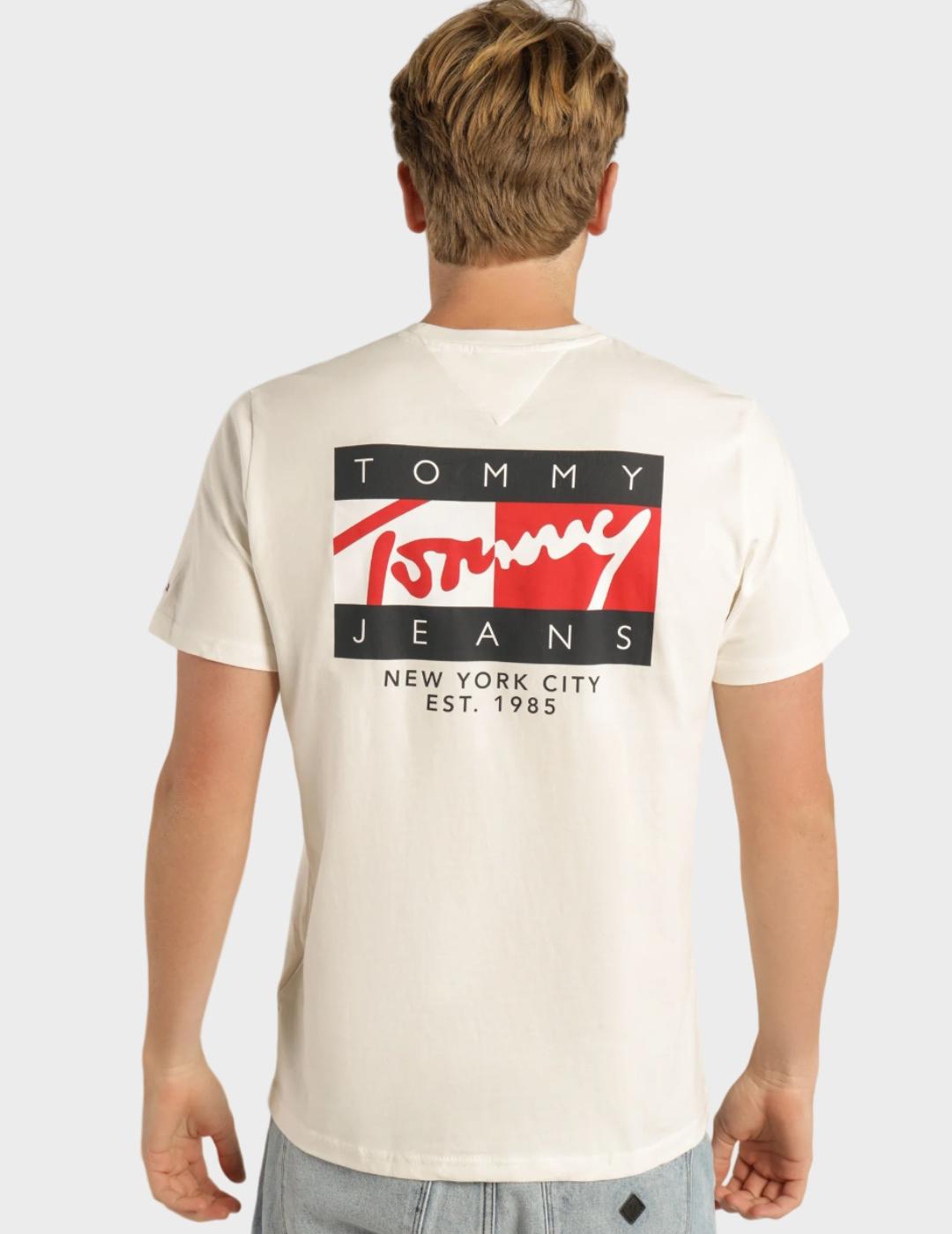 Camiseta Tommy Jeans Logo Vintage Beige Hombre