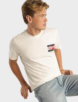Camiseta Tommy Jeans Logo Vintage Beige Hombre