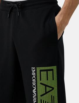 Pantalon corto EA7 negro logo fluor hombre