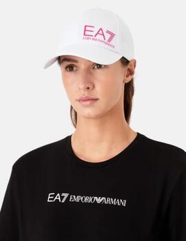 Gorra EA7 blanca logo rosa unisex