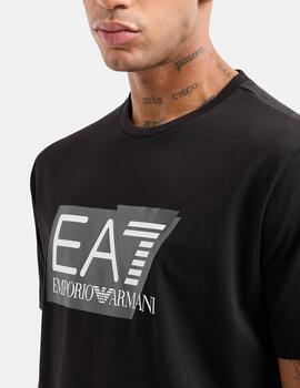 Camiseta EA7 negra maxilogo blanco hombre