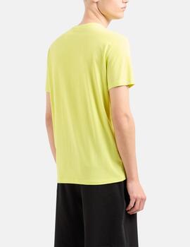 Camiseta Armani Exchange amarilla parche bajo hombre