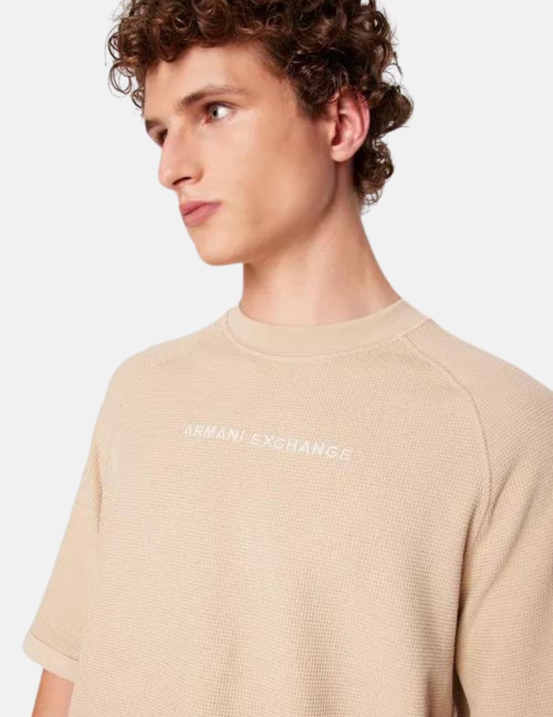 Camiseta Armani Exchange Beige logo bordado hombre