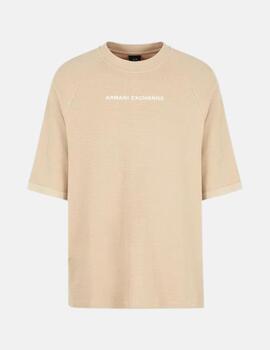 Camiseta Armani Exchange Beige logo bordado hombre