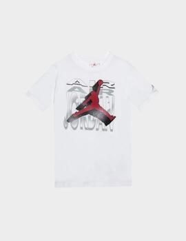 Camiseta Jordan Blanca/Rojo Niño