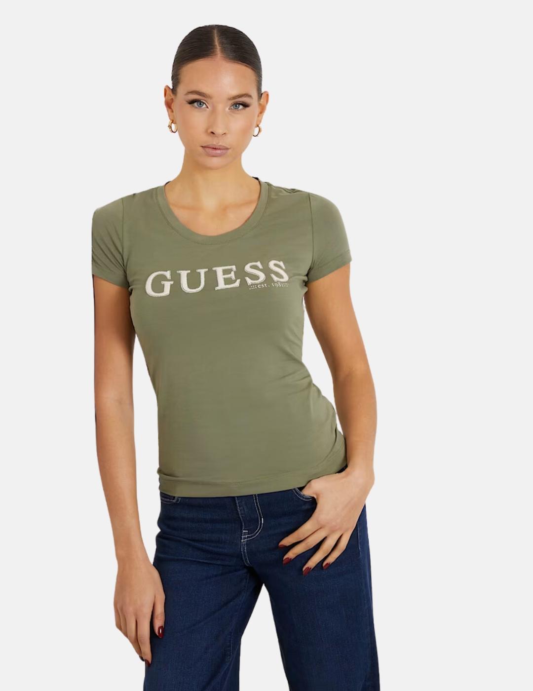 Camiseta Guess verde pony hair para mujer