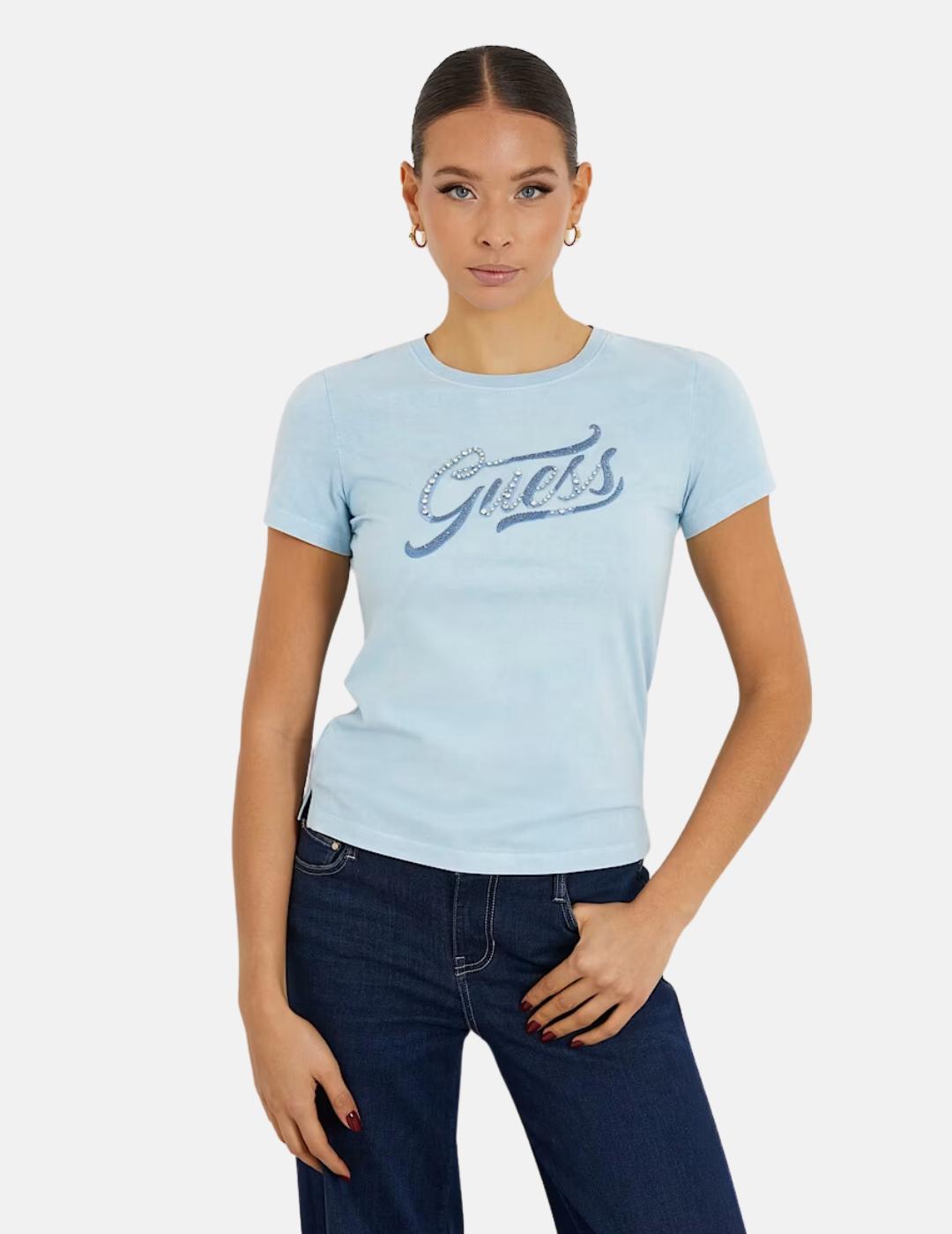Camiseta Guess azul BRILLOS para mujer