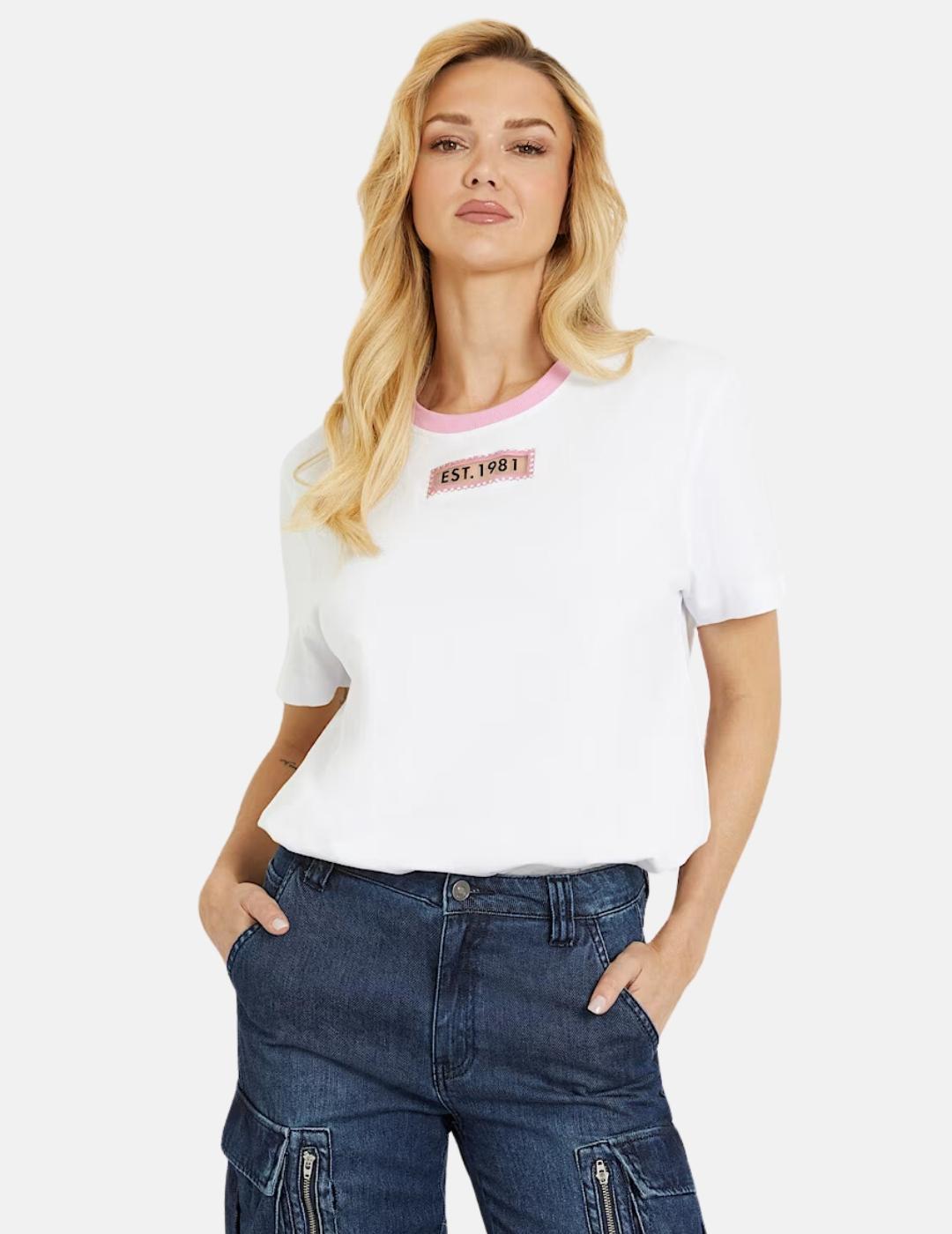 Camiseta Guess blanca mesh mujer
