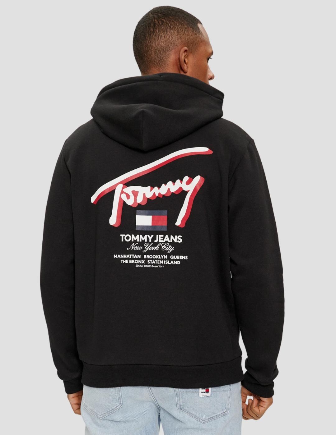 Sudadera Tommy Jeans Negra Logo 3d Street Hombre