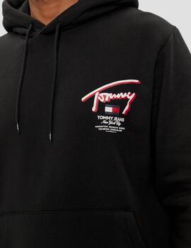 Sudadera Tommy Jeans Negra Logo 3d Street Hombre