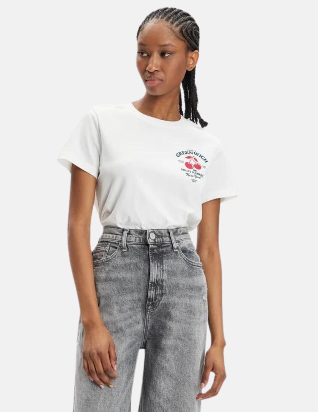 Camiseta Tommy Jeans blanca logo fruit mujer