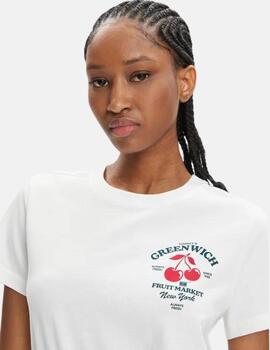 Camiseta Tommy Jeans blanca logo fruit mujer