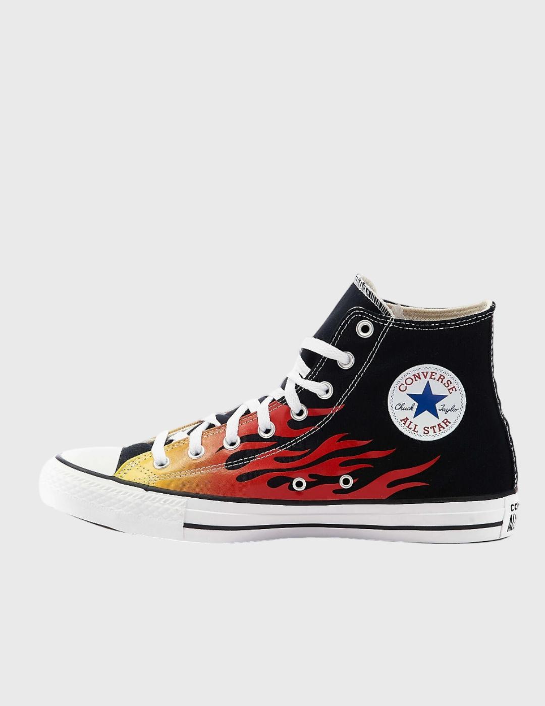 Converse negras con llamas deals