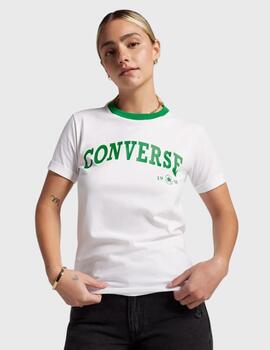 Camiseta Converse Retro Blanco/Verde Unisex