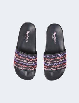 Chanclas Pepe Jeans Mujer Negras Slider Set W