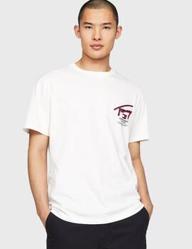 Camiseta Tommy Jeans crema street sing hombre