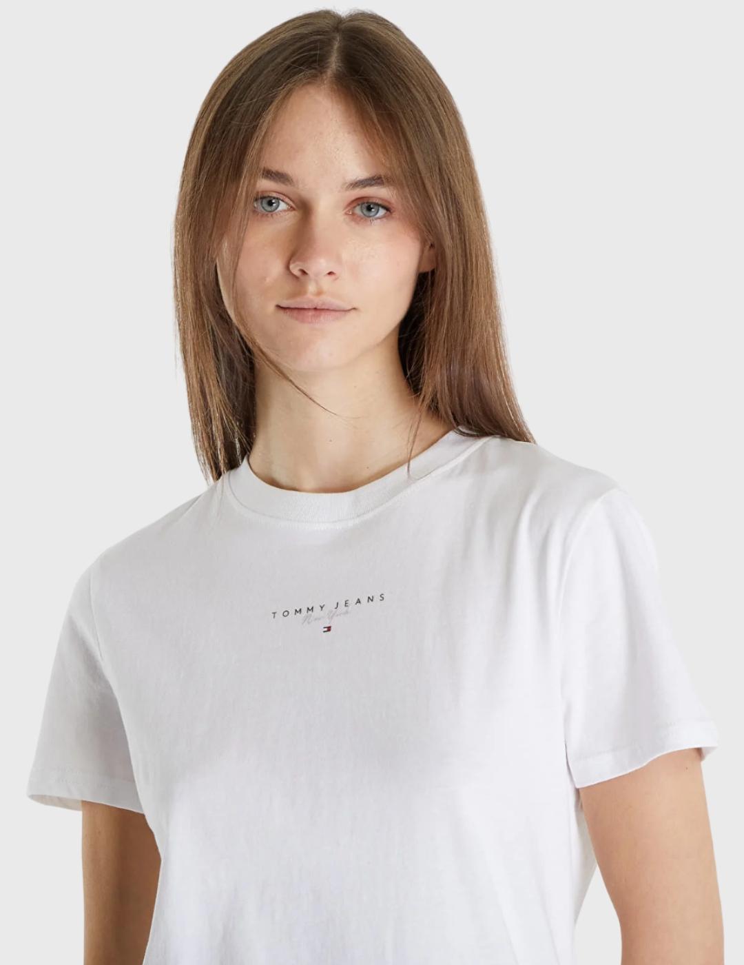 Camiseta Tommy Jeans Essential Logo Blanca Mujer