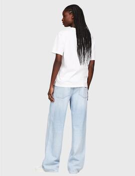 Camiseta Tommy Jeans blanca logo lila para mujer