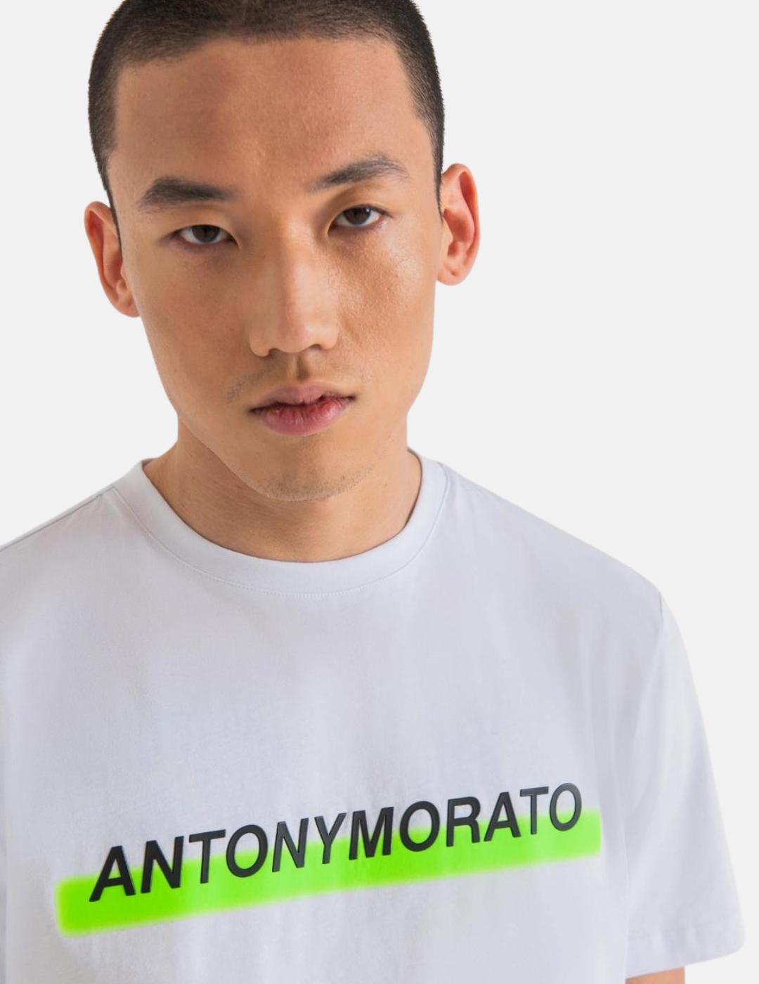 Camiseta Antony Morato blanca logo verde hombre