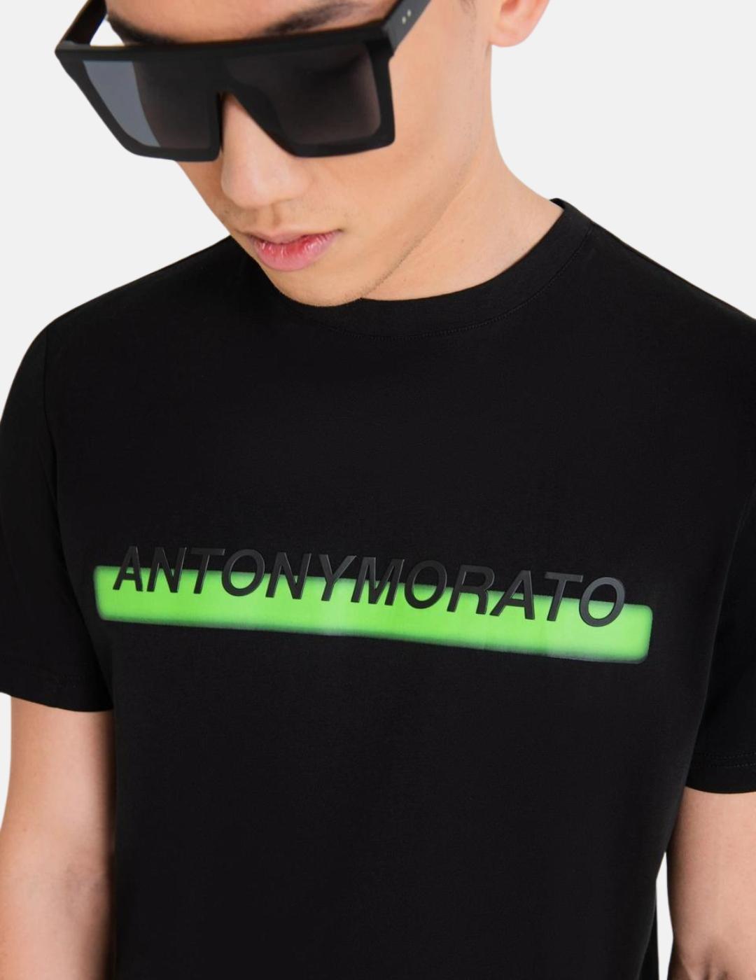 Camiseta Antony Morato negra logo verde hombre