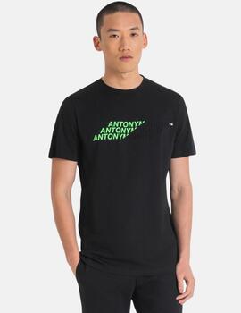 Camiseta Antony Morato negra relieve verde hombre