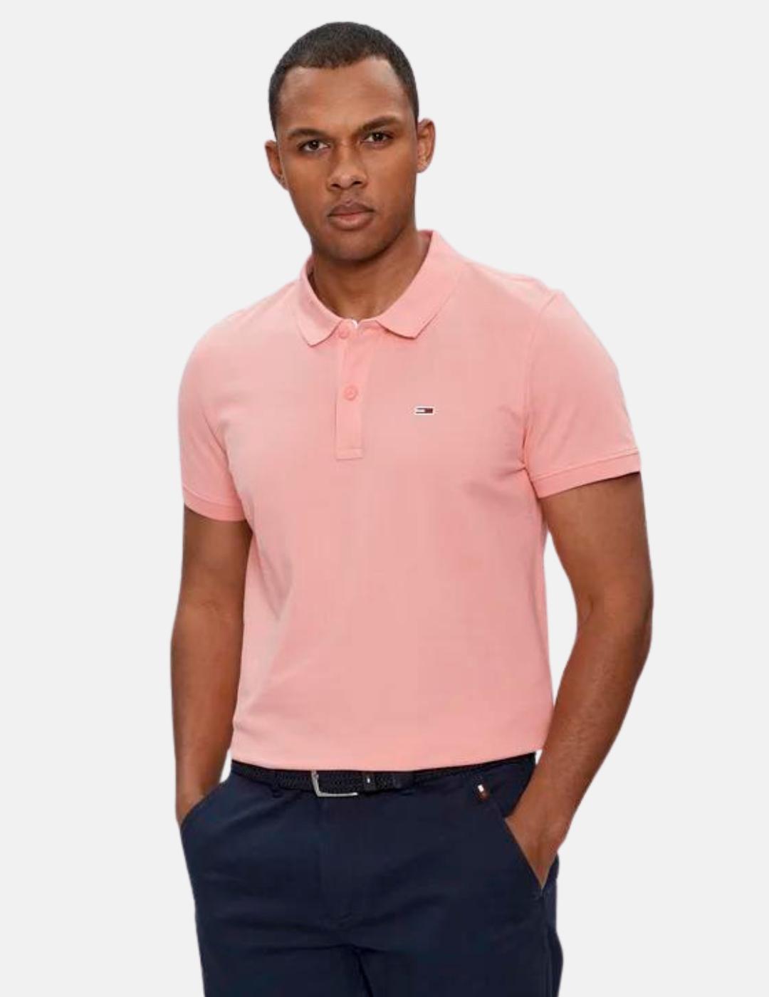 Polo Tommy Jeans rosa para hombre