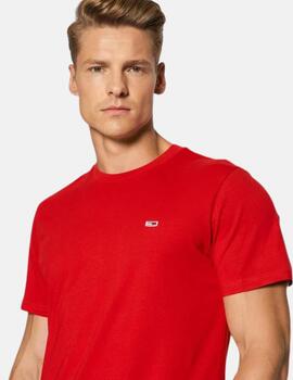 Camiseta Tommy Jeans roja mini logo para hombre