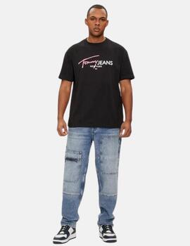 Camiseta Tommy Jeans negra mini logo para hombre