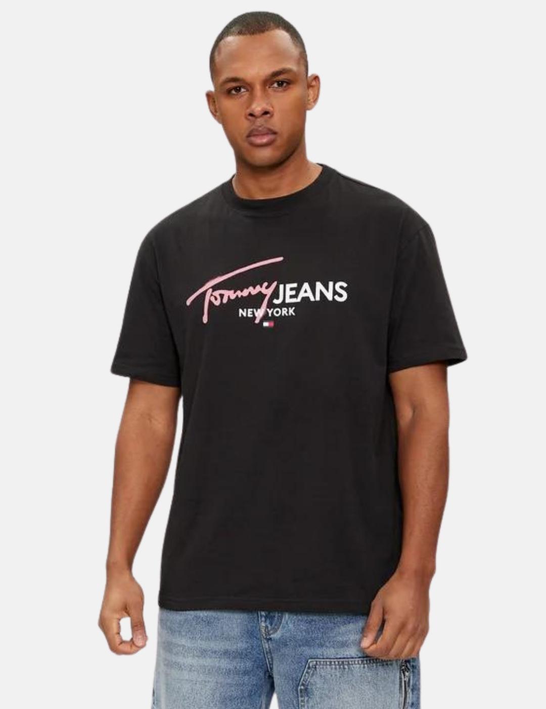 Camiseta Tommy Jeans negra mini logo para hombre