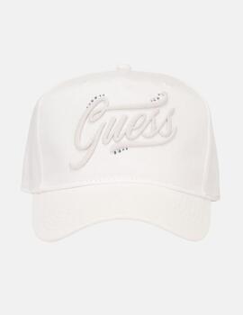 Gorra Guess blanca logo relieve mujer