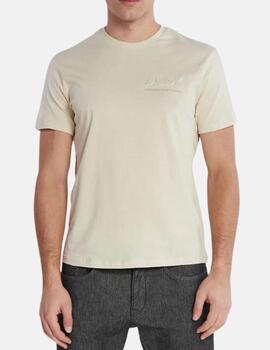 Camiseta Armani Exchance crema logo relieve hombre