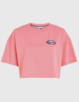 Camiseta Tommy Jeans rosa palmera para mujer