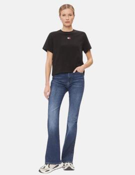 Camiseta Tommy Jeans negra logo bordado para mujer