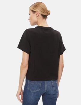 Camiseta Tommy Jeans negra logo bordado para mujer